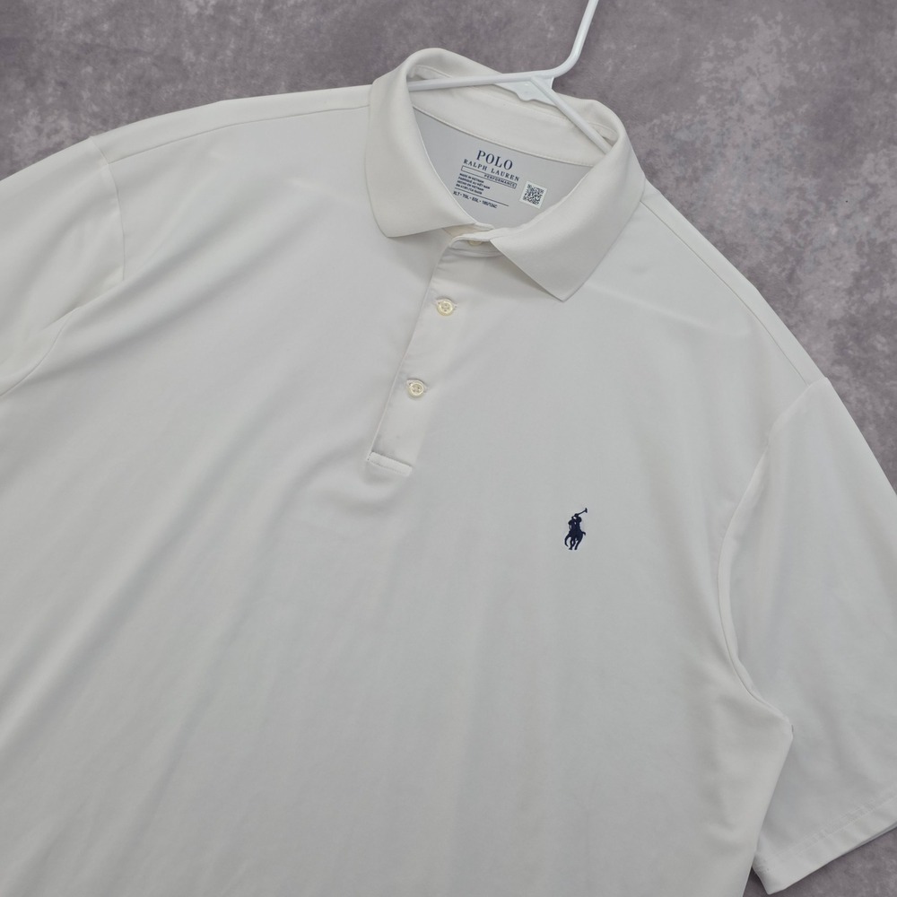 Polo Ralph Lauren Performance Shirt Mens XLT White Short Sleeve Golf Polo